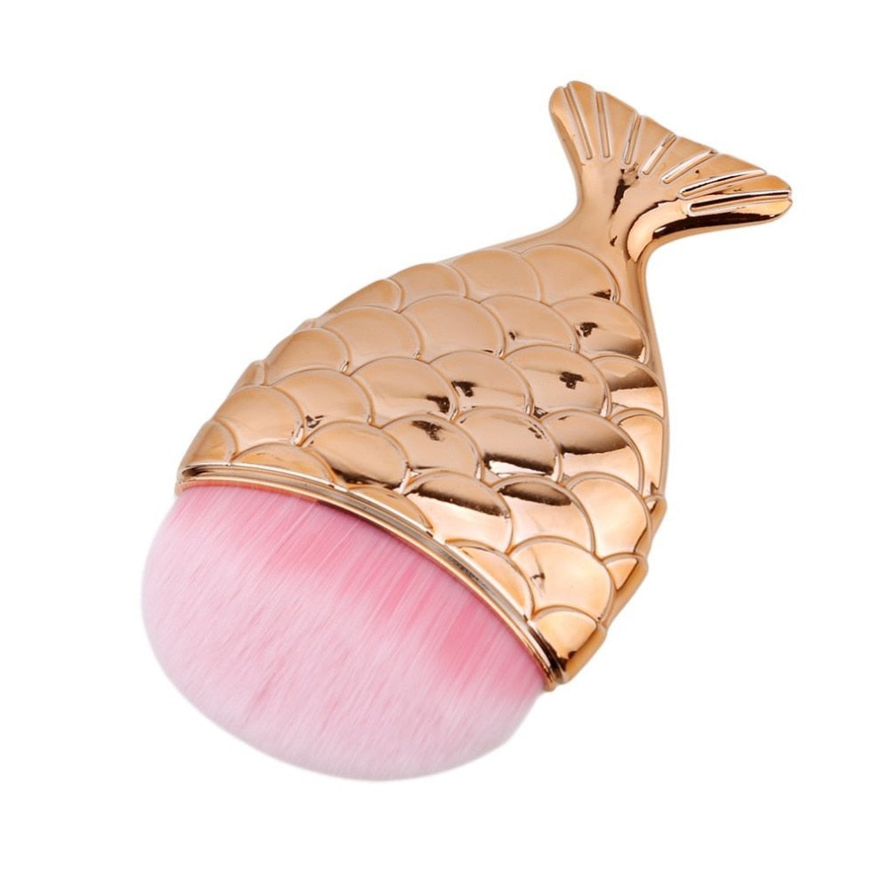 Portable rose gold mermaid makeup brush set”