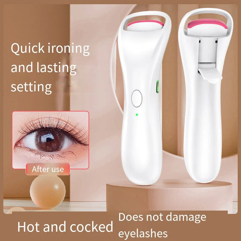 "Rechargeable electric lash curler with USB charging cable"