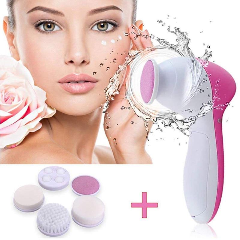 5 in 1 face cleansing brush set with all attachments”